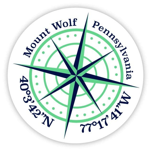 Mount Wolf Pennsylvania 2-Inch Vinyl Decal Sticker Latitude Longitude Compass Design