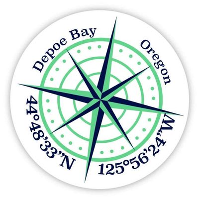 Depoe Bay Oregon 2-Inch Vinyl Decal Sticker Latitude Longitude Compass Design
