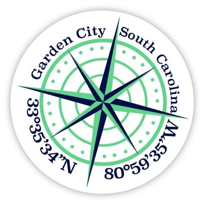 Garden City South Carolina 2-Inch Vinyl Decal Sticker Latitude Longitude Compass Design