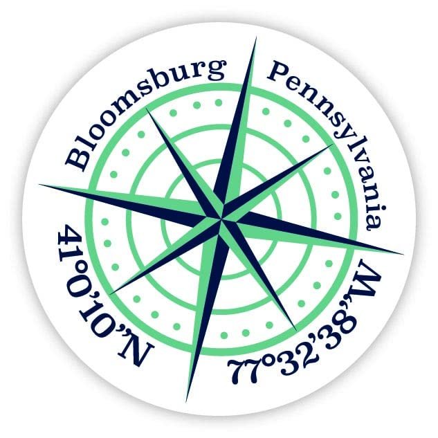 Bloomsburg Pennsylvania 2-Inch Vinyl Decal Sticker Latitude Longitude Compass Design
