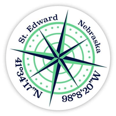St. Edward Nebraska 2-Inch Vinyl Decal Sticker Latitude Longitude Compass Design