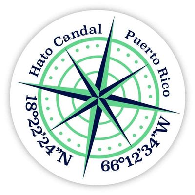Hato Candal Puerto Rico 2-Inch Vinyl Decal Sticker Latitude Longitude Compass Design