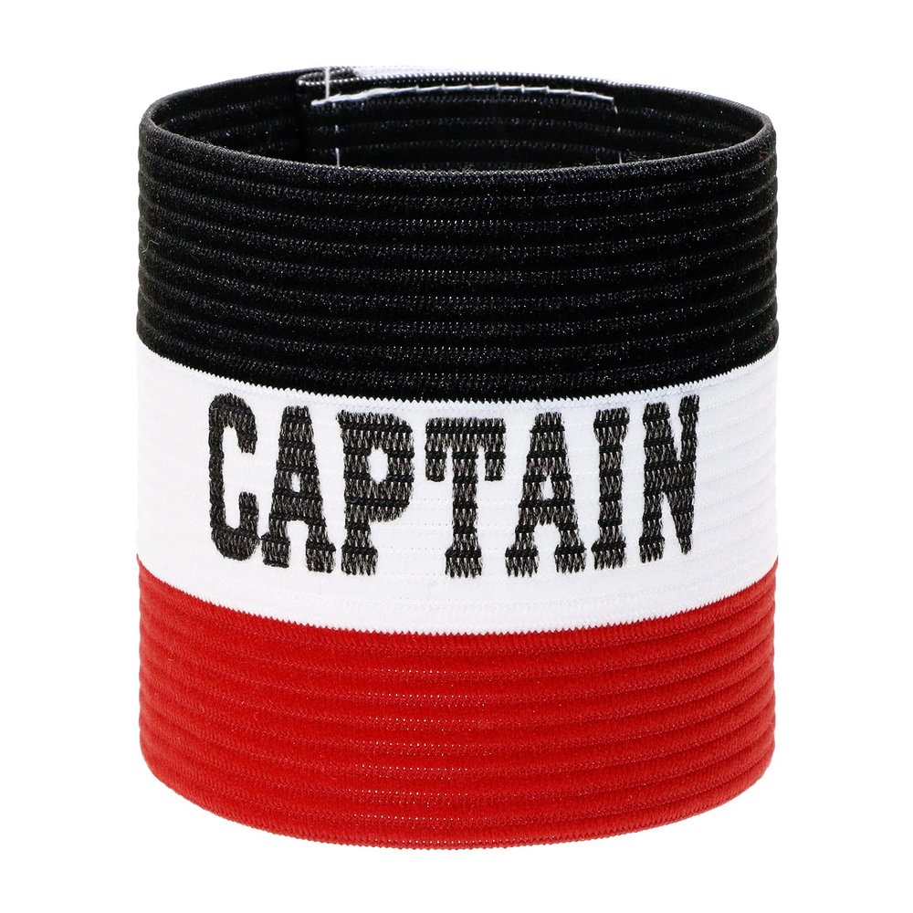 ONLYKXY Captain Armbands 9x30CM/3.54x11.81inch Adjustable Leader Armband for Soccer Basketball Volleyball School Team Competition Coach Players Wrist Arm Bands (Black+White+Red, 1)