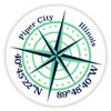 Piper City Illinois 2-Inch Vinyl Decal Sticker Latitude Longitude Compass Design view 1