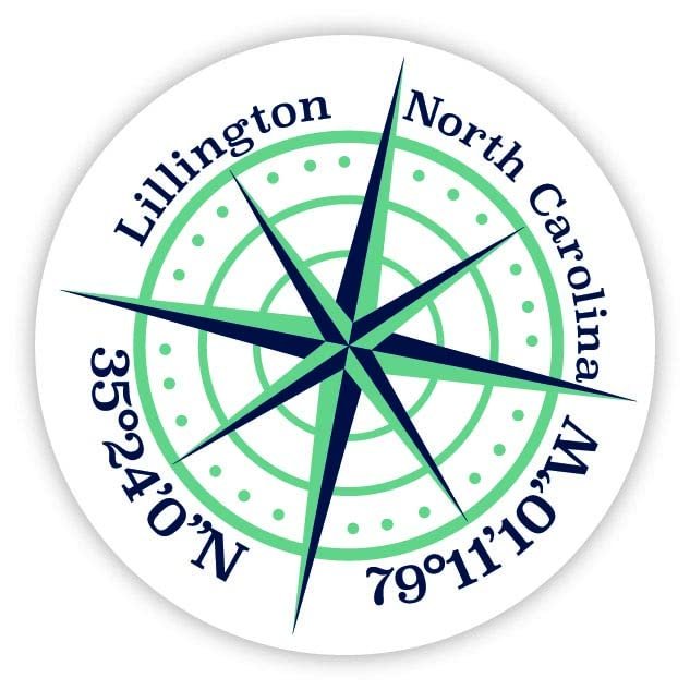 Lillington North Carolina 2-Inch Vinyl Decal Sticker Latitude Longitude Compass Design