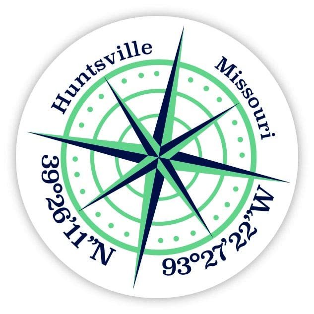 Huntsville Missouri 2-Inch Vinyl Decal Sticker Latitude Longitude Compass Design
