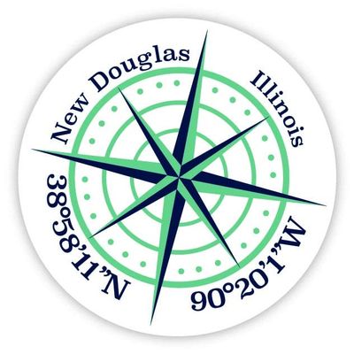 New Douglas Illinois 2-Inch Vinyl Decal Sticker Latitude Longitude Compass Design