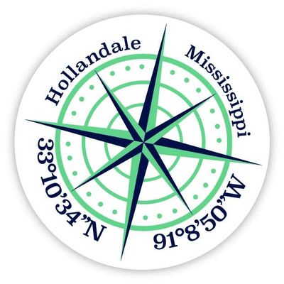 Hollandale Mississippi 2-Inch Vinyl Decal Sticker Latitude Longitude Compass Design