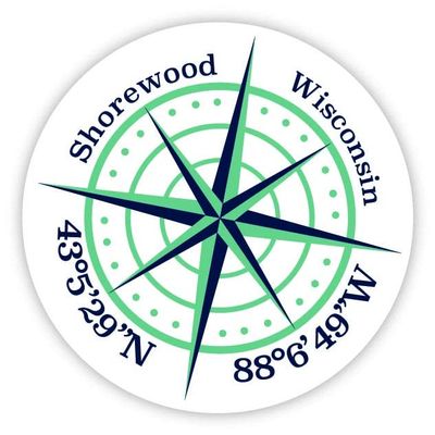 Shorewood Wisconsin 2-Inch Vinyl Decal Sticker Latitude Longitude Compass Design
