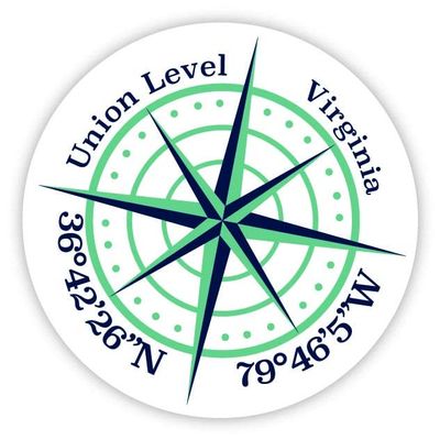 Union Level Virginia 2-Inch Vinyl Decal Sticker Latitude Longitude Compass Design
