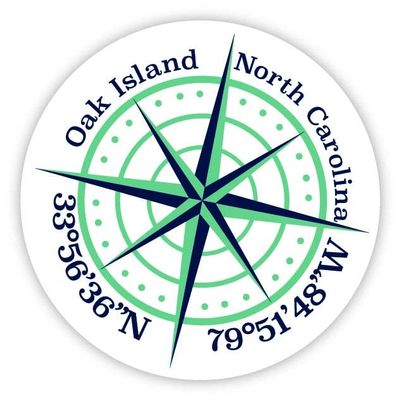 Oak Island North Carolina 2-Inch Vinyl Decal Sticker Latitude Longitude Compass Design