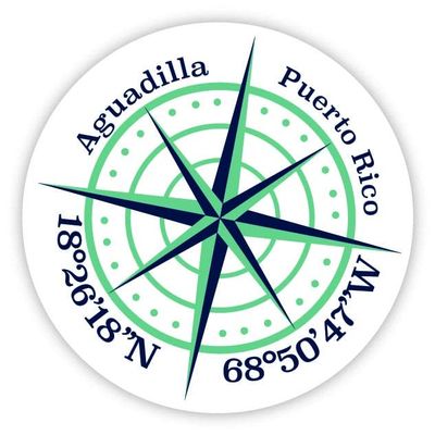 Aguadilla Puerto Rico 2-Inch Vinyl Decal Sticker Latitude Longitude Compass Design