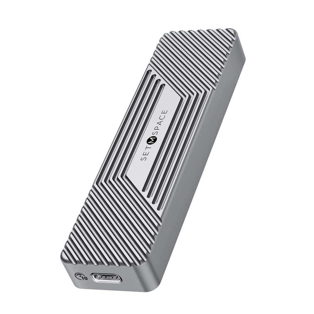 SETMSPACE M.2 Enclosure, 10 Gbps NVMe Enclosure and 6Gbps NGFF SATA Enclosure, PCIe M-Key(B+M Key), USB3.1 Gen2 with 5.9in Cable Support UASP for SSDs 2230,2242,2260,2280