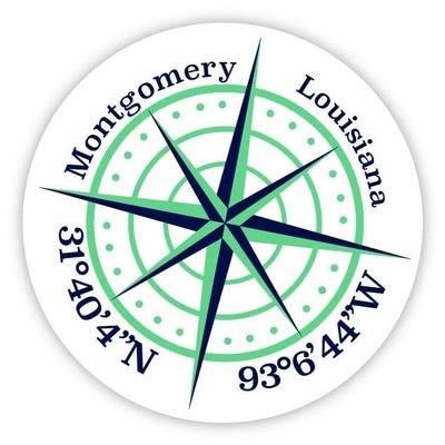 Montgomery Louisiana 2-Inch Vinyl Decal Sticker Latitude Longitude Compass Design
