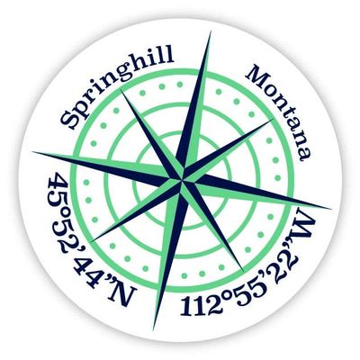 Springhill Montana 2-Inch Vinyl Decal Sticker Latitude Longitude Compass Design