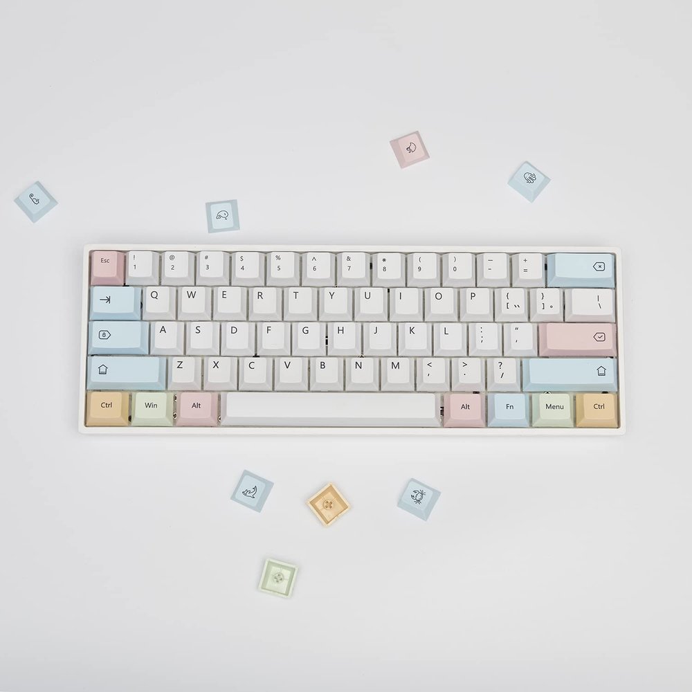 136 Key pbt Sublimation Dye Sub Chalk keycap for Cherry MX Switch Mechanical Keyboard Personality keycaps (English)