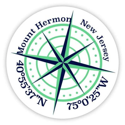 Mount Hermon New Jersey 2-Inch Vinyl Decal Sticker Latitude Longitude Compass Design