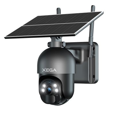 Xega 4G LTE Cellular Security Camera Outdoor Solar Camera Wireless Built-in SIM Card, 2K HD Color Night Vision PTZ 360 View, Smart PIR Motion Detection, 2-Way Talk, No WiFi, IP66