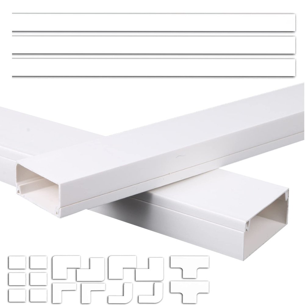 MLYYJH Large White PVC Cord Cover Corner Wall Ceiling, 16 ft Long Sturdy Waterproof Self Adhesive Raceway Cable Organizer, Easy to Install, Exhibitions Classrooms Gymnasiums Retail Hospitality