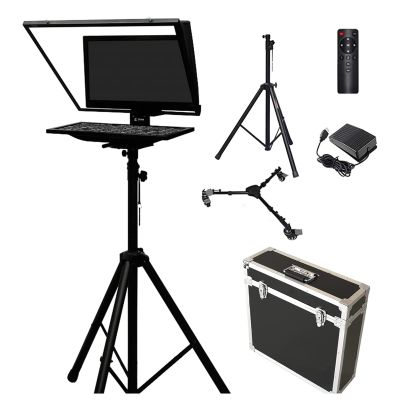 20" Screen Large Liftable Teleprompter, Metal Teleprompters for Tablets with Adjustable Tempered Optical Glass Support TXT RTF Word PPT and Other Format Files (Single Screen)