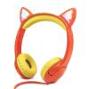 Olyre Kids Headphones, Safe 85db Volume Control Light Up Cat Ear Headphones with Sharing Port for Classroom/Travel/Homeschool, Sparkling Birthday Gifts for Girls & Boys - Orange view 1