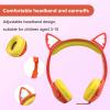 Olyre Kids Headphones, Safe 85db Volume Control Light Up Cat Ear Headphones with Sharing Port for Classroom/Travel/Homeschool, Sparkling Birthday Gifts for Girls & Boys - Orange view 4