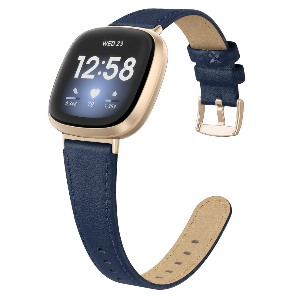 EDIMENS Leather Bands Compatible for Fitbit Versa 3 / Fitbit Versa 4 / Fitbit Sense for Women Men, Genuine Leather Bands Replacement Wristbands Straps Compatible with Versa 3 / Versa 4 / Sense