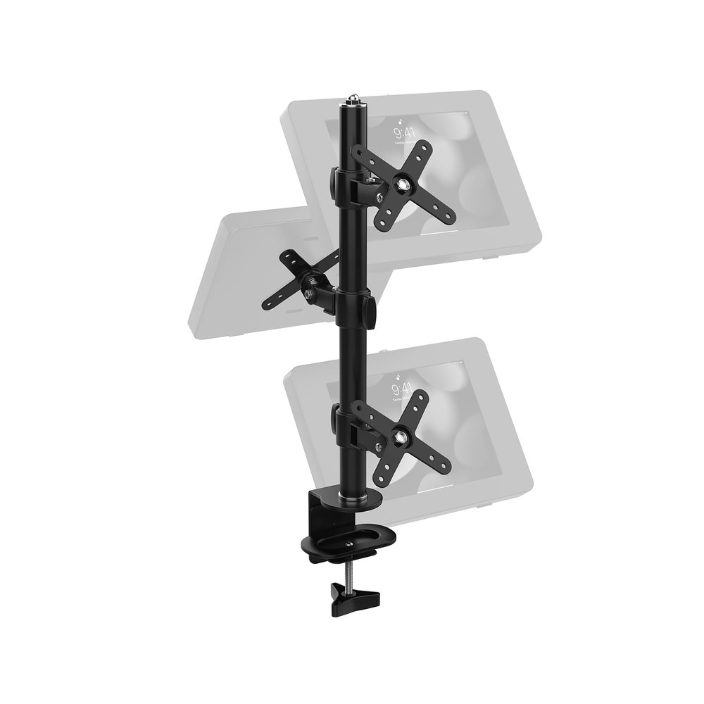 CTA Digital 3 Attachment Clamp Clamp Pole with 3 Adjustable VESA Plates for Customized Delivery Service Solution (ADD-PVM3)
