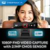 ADESSO CyberTrack F1 1080P HD Fixed Focus USB Windows Hello Webcam, Camera for Desktop PC Built-in Dual Microphone, Privacy Shutter, Audio/Video Mode Privacy ON/Off Switch & Tripod Mount view 2