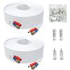 Aimyzii BNC Cable 200ft 2 Pack BNC Video Power Cable,Security Camera Cable for CCTV Camera DVR Security Systems(Included 4X BNC Adapters,1 Bag Cable Clips)-White view 1