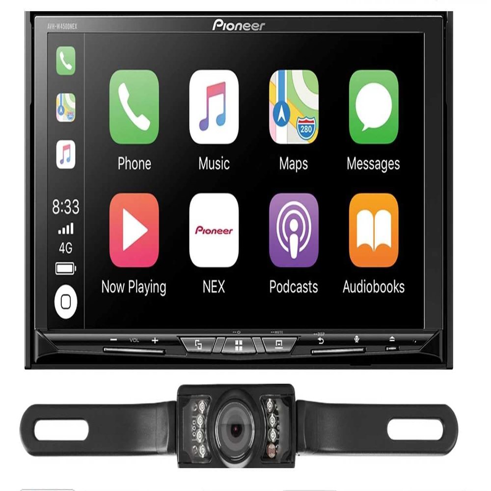 Pioneer AVH-W4500NEX in Dash DVD Receiver with a License Plate Backup Camera and a Sound of Tri-State Lanyard Bundle (Renewed)