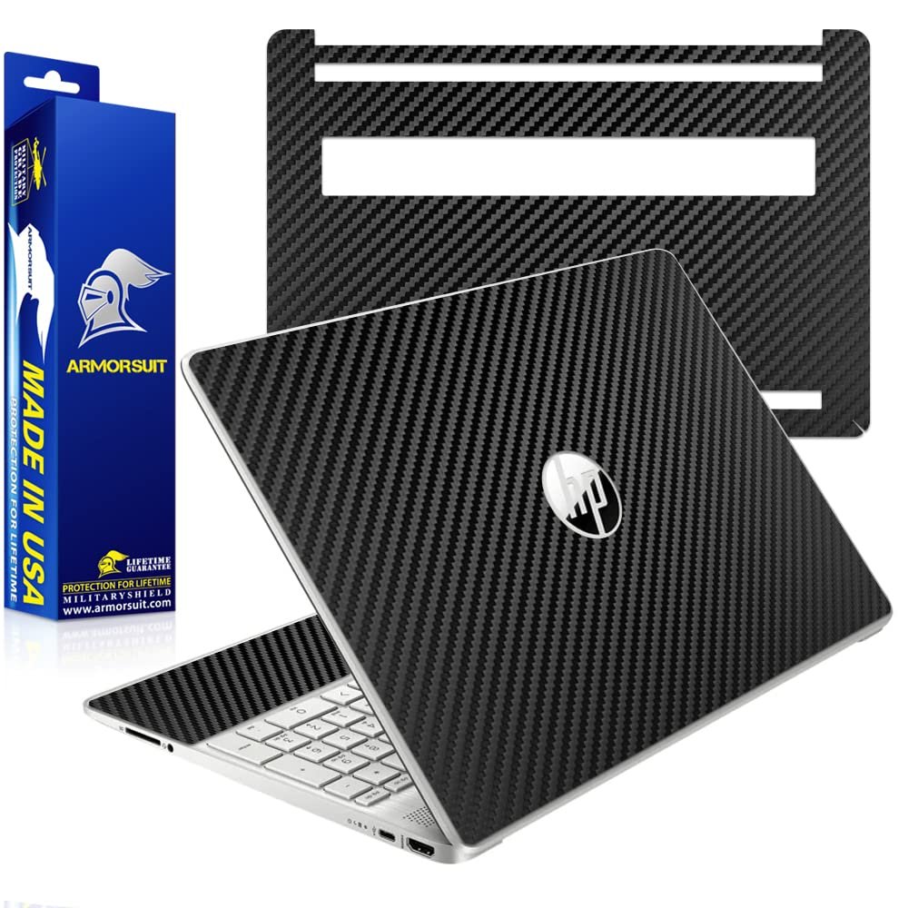 ArmorSuit MilitaryShield Black Carbon Fiber Skin Vinyl Wrap for HP 15-dy2039ms (15.6 inch) Laptop - Anti-Bubble Film