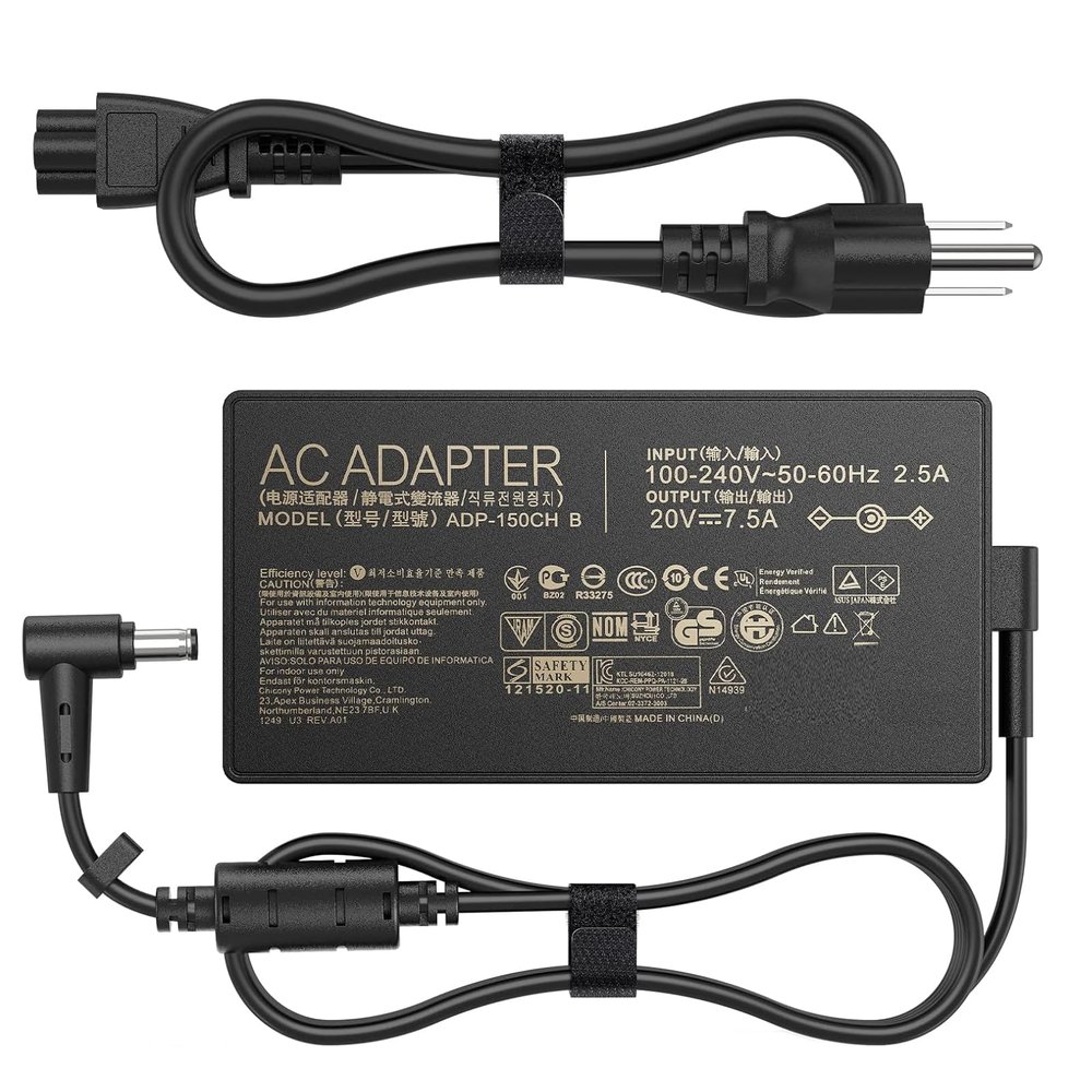 150W AC Charger Fit for Genuine Asus TUF Gaming A15-FA506IH A17-FA706IH FX505GT FX505DT A18-150P1A ASUS ROG G531GT-AL123T XS53 G531GD Zenbook Pro 14 ADP-150CH B 20V 7.5A Laptop Adapter