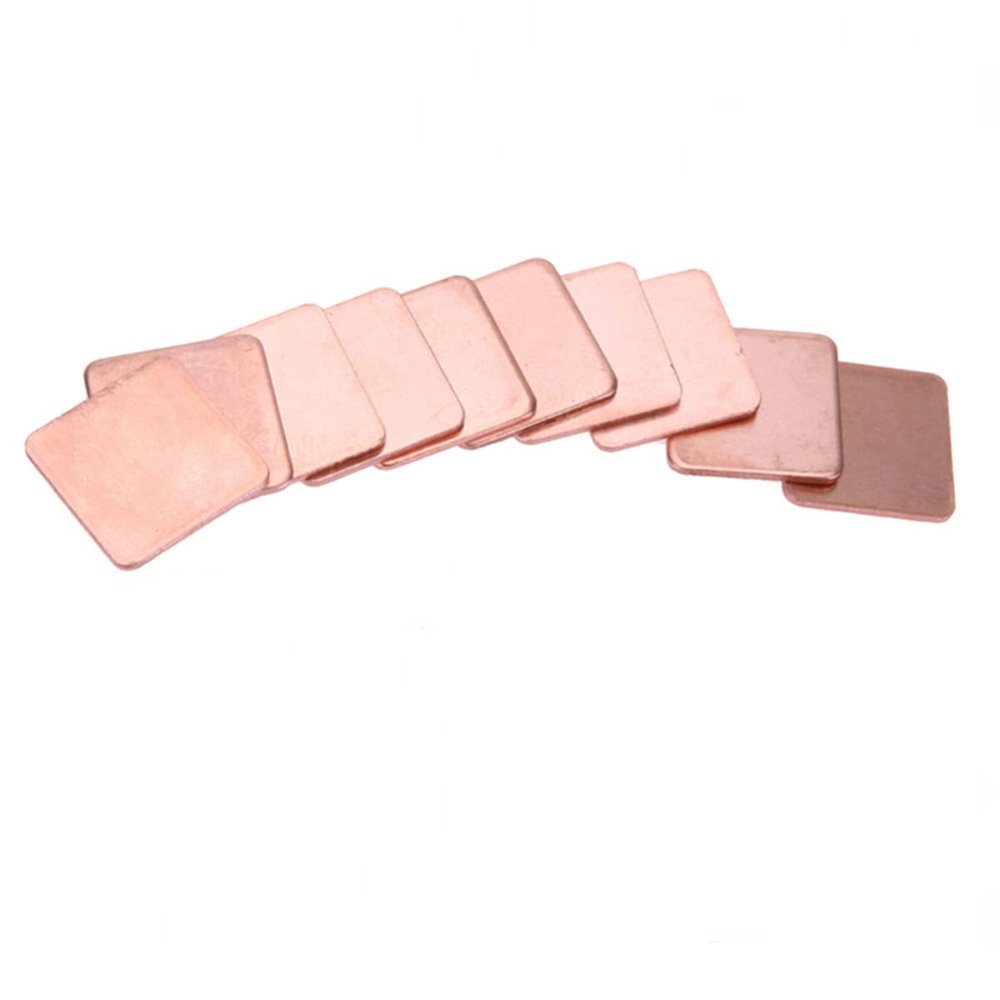 10pcs Pure Copper Heatsink,Copper Pad Shim Thermal Kit,Low Profile Copper Plate Cooler Heat Sink for Chipset GPU CPU Size 15mm x 15 MMX 0.3mm