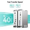 Yottamaster 40Gbps USB C Docking Station Compatible with Thunderbolt 3, 15 in 1 USB C Dock for Dual 4K Display, DisplayPort, 65W PD Charging, S/PDIF, 6 USB, Gigabit Ethernet, SD/TF [DS02] view 4