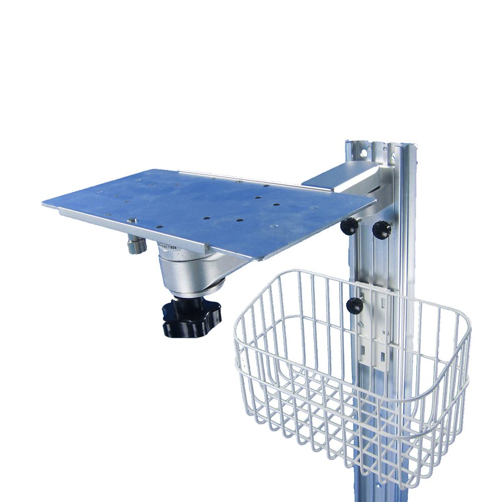 Aluminum Alloy Swivel Wall Mount Bracket, Device Monitor Stand with Storage Basket, Wall Mount Bracket for Patient Monitor..