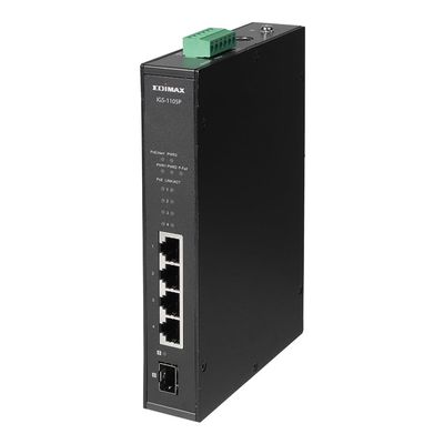 Edimax IGS-1005P - 5-Port Gigabit PoE+ DIN Rail Industrial Switch with 1 SFP Port