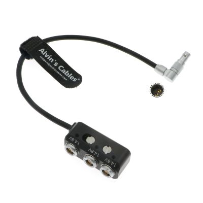 Alvin's Cables 1 to 3 Power Splitter Box Rotatable Right Angle 2 Pin Male to 32 Pin Female Splitter Cable for ARRI RED Cameras Teradek with Adjustable Screw