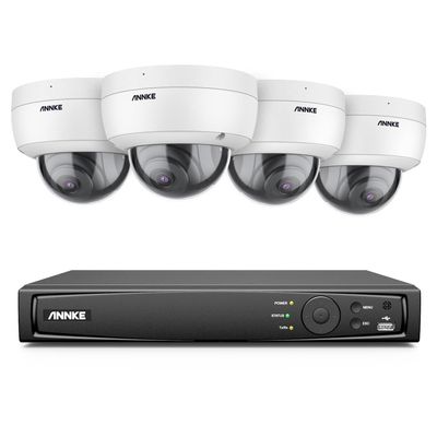 ANNKE H800 8CH Dome PoE Security Camera System with 8MP H.265+ NVR, 4X 5MP Outdoor IP Camera, Audio Recording, 100ft EXIR 2.0 Night Vision, IP67 Weatherproof, 24/7 Video Surveillance(NO HDD Included)