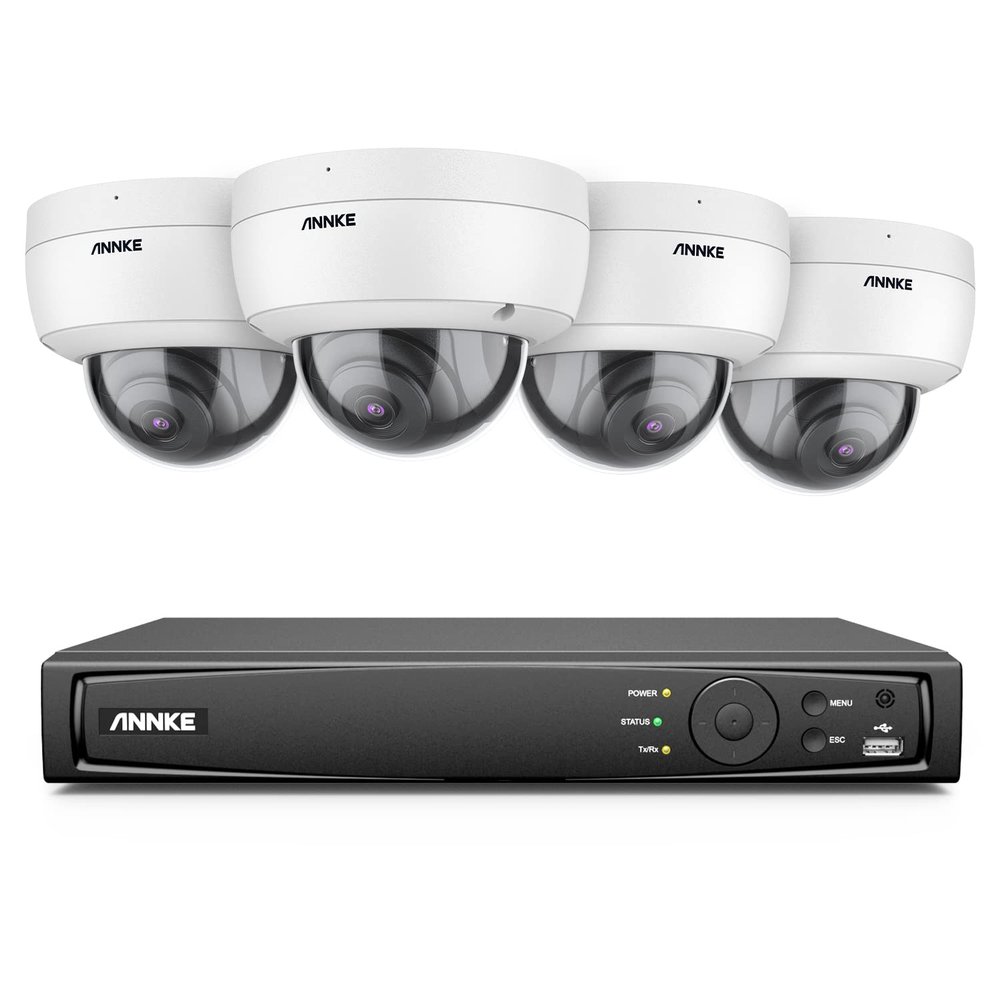 ANNKE H800 8CH Dome PoE Security Camera System with 8MP H.265+ NVR, 4X 5MP Outdoor IP Camera, Audio Recording, 100ft EXIR 2.0 Night Vision, IP67 Weatherproof, 24/7 Video Surveillance(NO HDD Included)