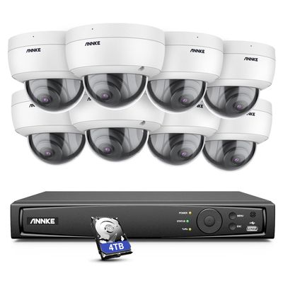 ANNKE H800 8CH Dome PoE Security Camera System with 8MP H.265+ NVR, 8X 5MP Outdoor IP Camera, 100ft EXIR 2.0 Night Vision, IP67 Weatherproof, 24/7 Video Surveillance, Include 4TB HDD