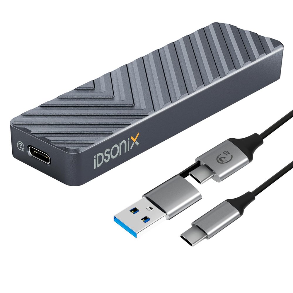 iDsonix Gray M.2 NVMe SSD Case Hard Drive Enclosure NVMe SSD USB C 3.1 Ultra 10G Speed External HDD Caddy Tool-Free Design for UASP, M.2 NVMe SATA Suitable for, Routers, PS4