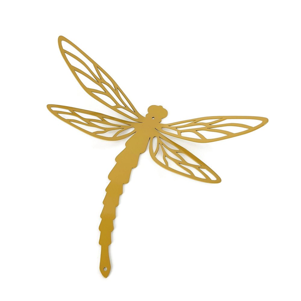 Giant Metal Dragonfly Wall Art Decor 15 to 24 Inches Wide (11" Tall, Dark Yellow)