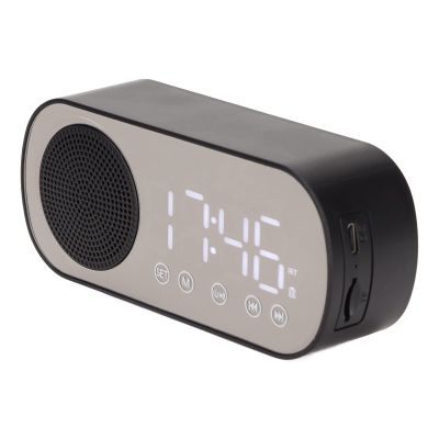 Hilitand Radio Alarm Clock, Bluetooth 5.0 Portable Speaker Digital Clock with Dual Alarm Clock, LED Mirror Digital Alarm Clock for Bedrooms Reading Cooking Horse Riding