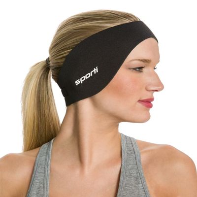 Sporti Swimming Headband - Swimmer Ear Wrap (Black)