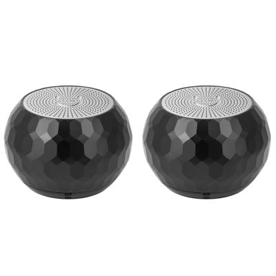 Fashionit U Speakers Mini Bluetooth Computer Speaker 2-Pack Bundle with Matching Speaker, Built-in Mic & Selfie Remote Control, for Workspace, Desktop, Laptop, Mobile, Tablet, PC - Glam Black
