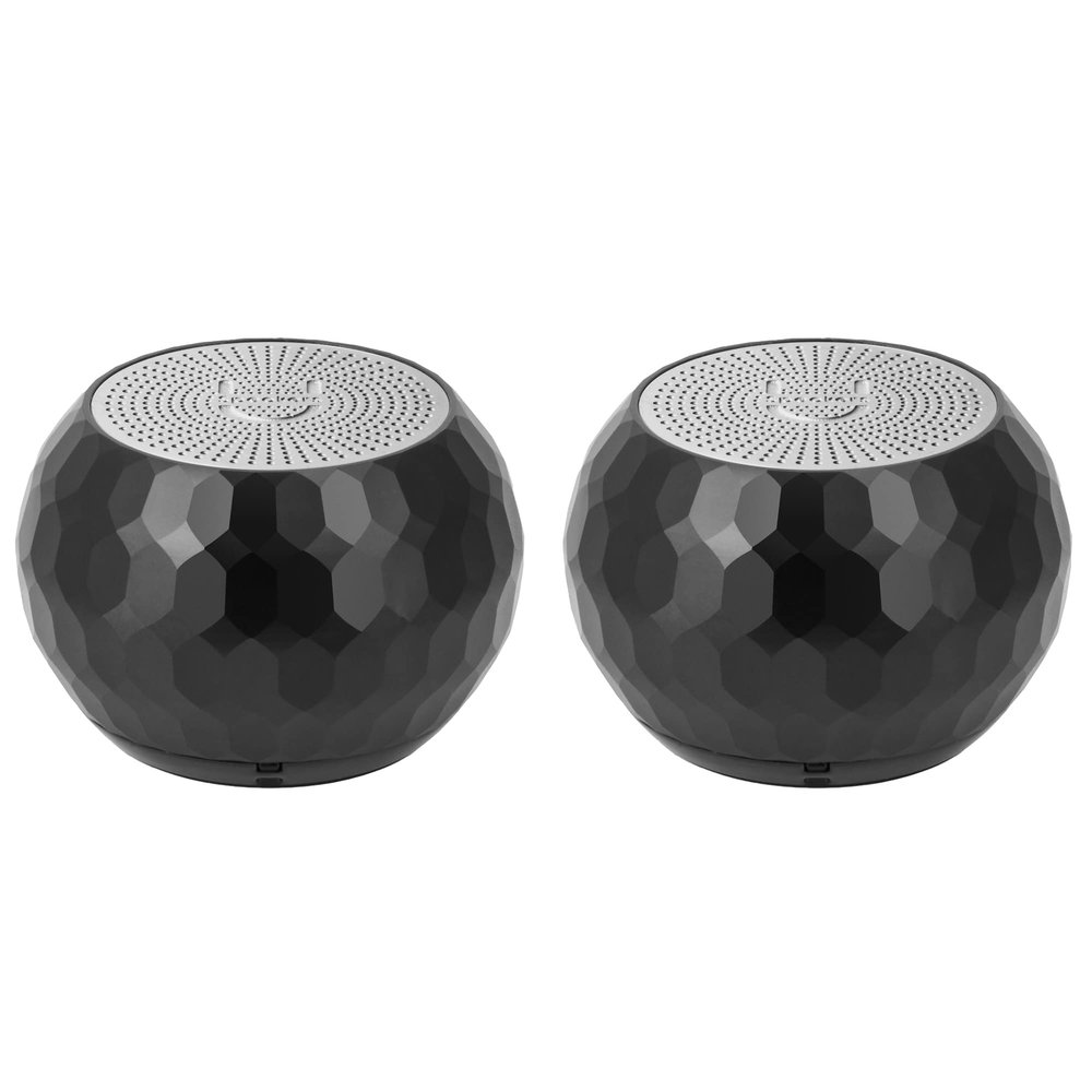 Fashionit U Speakers Mini Bluetooth Computer Speaker 2-Pack Bundle with Matching Speaker, Built-in Mic & Selfie Remote Control, for Workspace, Desktop, Laptop, Mobile, Tablet, PC - Glam Black