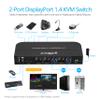 gofanco 2 Port 4K 60HZ DisplayPort KVM Switch with USB 3.0  DisplayPort 1.4, 4K @60Hz 4:4:4, HDR, HDCP 2.2/1.4, USB Keyboard/Mouse, USB 3.0 Hub, MIC in, Stereo Out, IR Remote, Hotkeys (KVMDP-2P) view 3