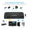 gofanco 2 Port HDMI KVM Switch with USB 3.0  4K @60Hz 4:4:4, 18Gbps, HDR, 3D, HDCP 2.2/1.4, USB Keyboard/Mouse, USB 3.0 Hub, MIC in, Stereo Out, IR Remote, Hotkeys (KVMHD2-2P) view 3