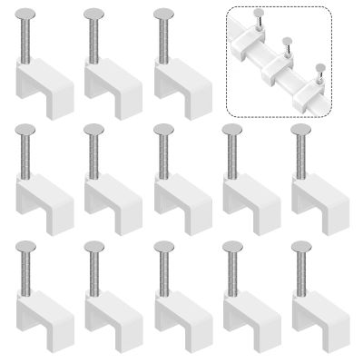 Cable Clips Nail in Cable Clips 100 Pcs 8mm Flat Ethernet Cable Wall Clips Cable Tacks Coax Cable Clip Speaker Wire Clips Cable Nails for Cords Cat5/Cat5e/Cat6/Cat7 RJ45 Cord Clips